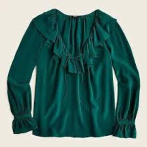 🌿 J. Crew Ruffle Collar & Sleeve Blouse – Large 🌿 - 0046